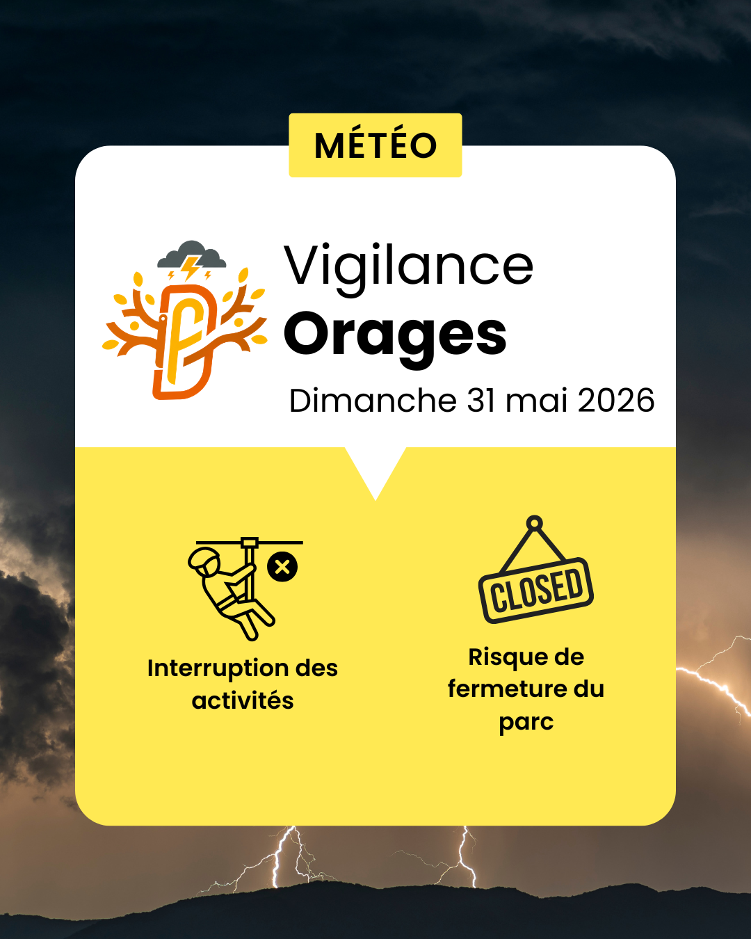 Post Instagram alerte vigilance orages violents moderne